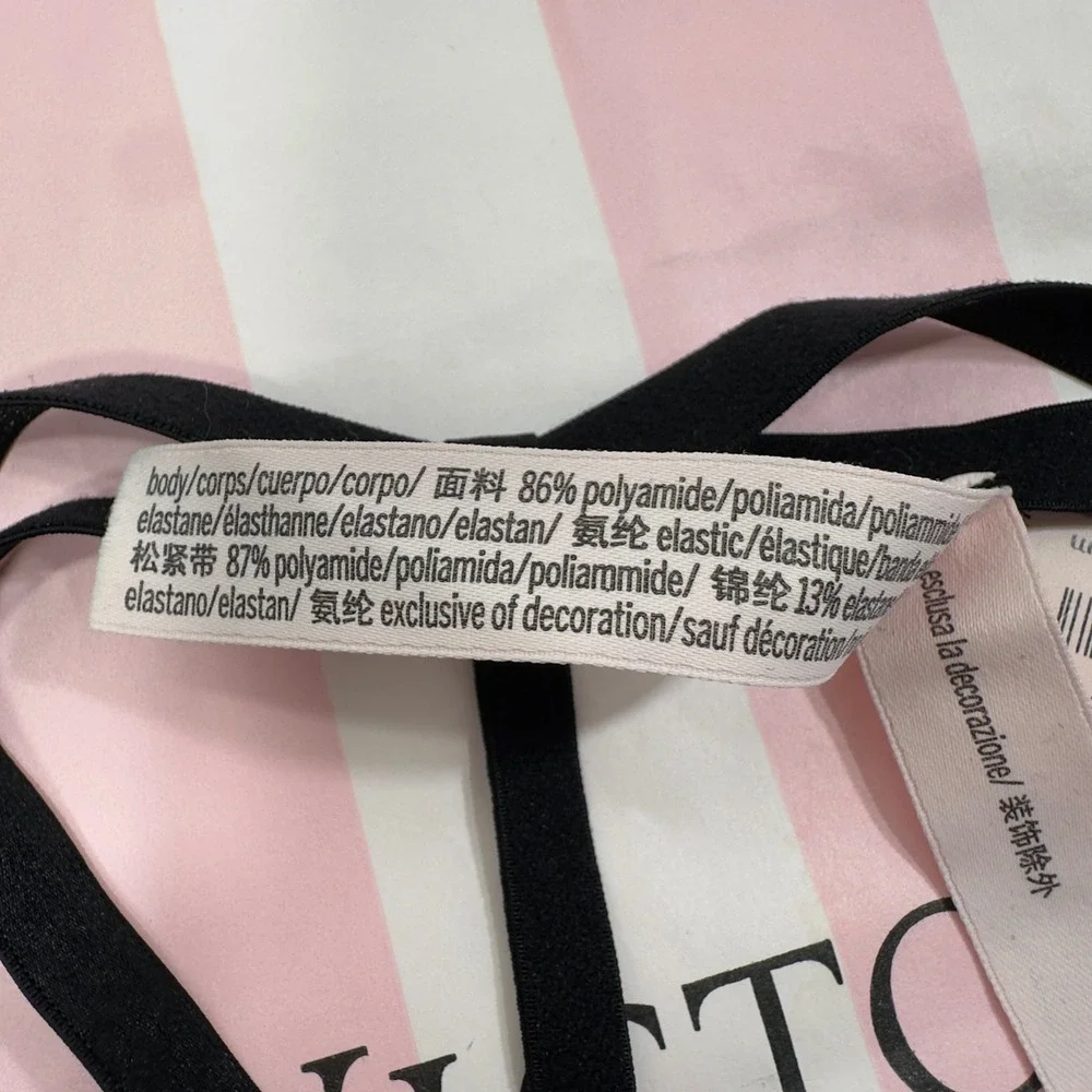 New Victoria's Secret‎ Very Sexy Strappy Heart Thong Panty Black Gold Small
